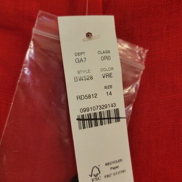 NWT J. Crew Wide-Leg Essential Pant In Red Linen 14 - Picture 7 of 9